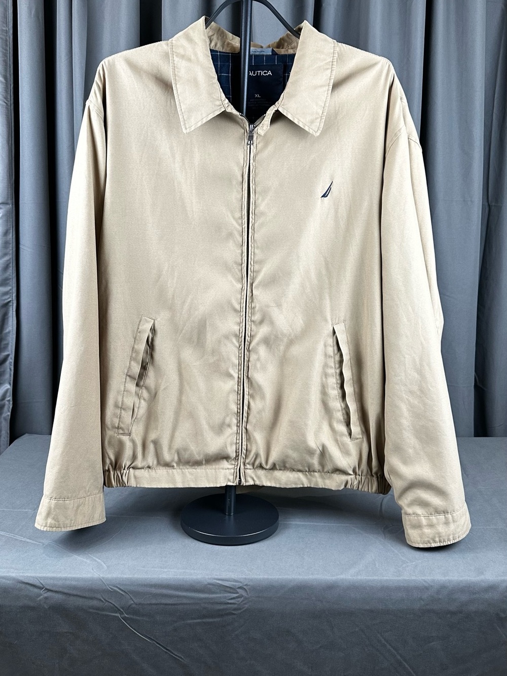 Nautica Men’s Khaki Lightweight Zip-Front Shirt Jacket